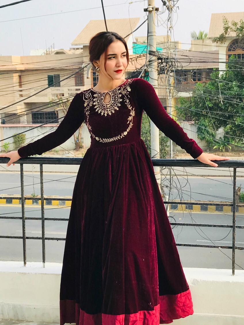 Velvet Anarkali Embroidery Maxi