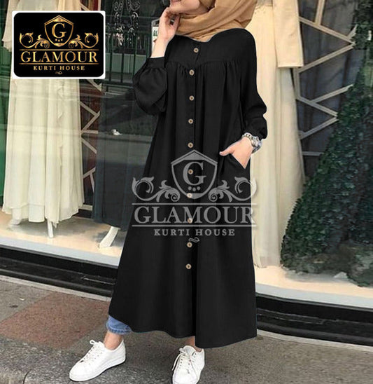 Stitched Sequence Abaya With Buttons