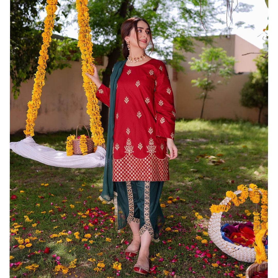 Tulip Shalwar Two Piece With Dupatta Embroidery