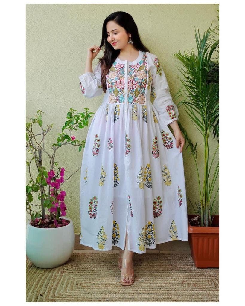 Indian Embroidery Buttons Frock