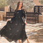 Black Square Neck Embroidery Frock